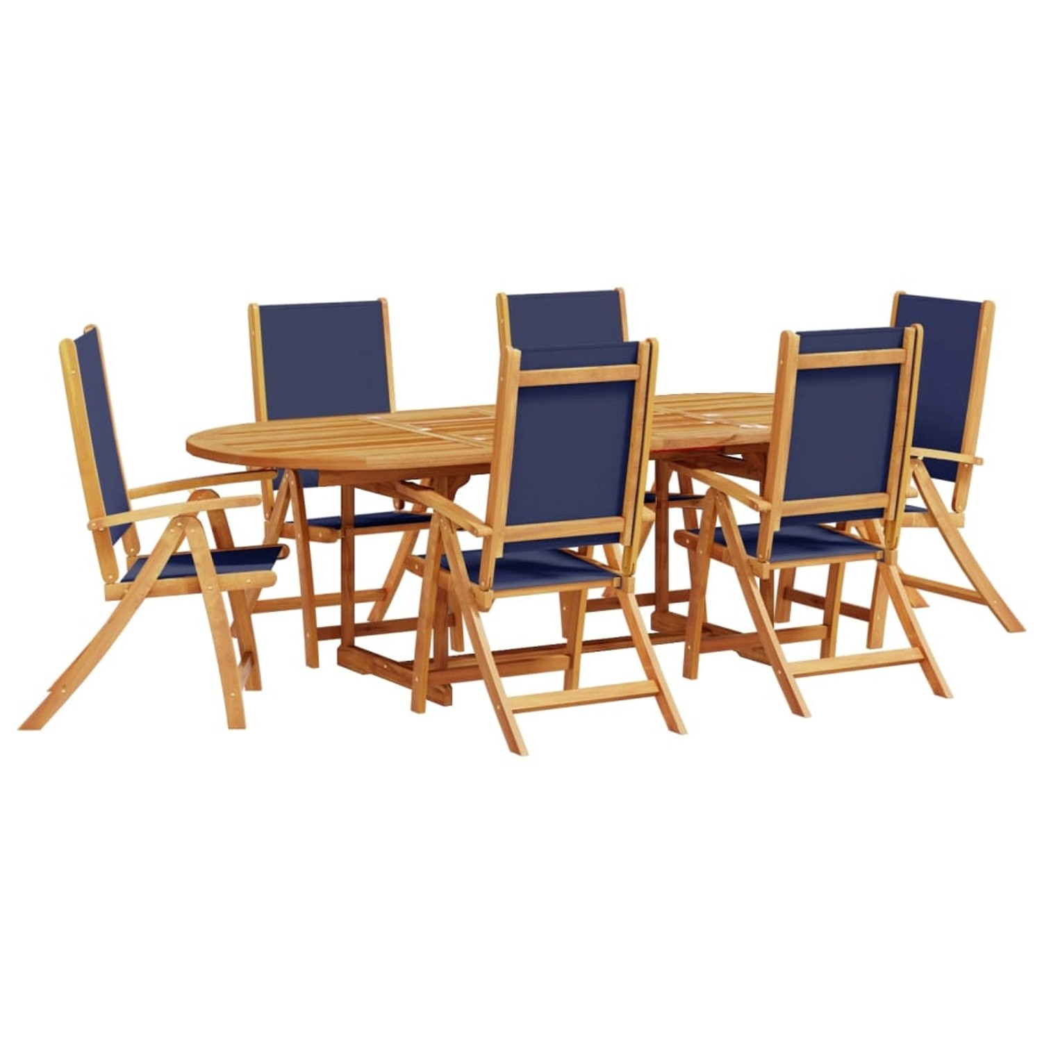 vidaXL 7-Tlg Garten-Essgruppe Massivholz Akazie und Textilene 3279304 günstig online kaufen