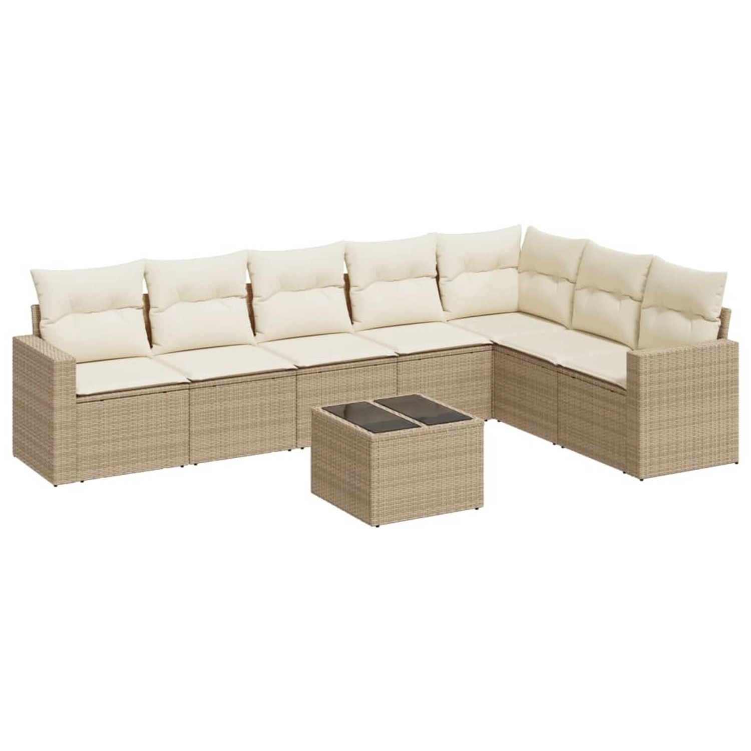 vidaXL 8-Tlg Garten-Sofagarnitur mit Kissen Beige Poly Rattan 3219048 günstig online kaufen