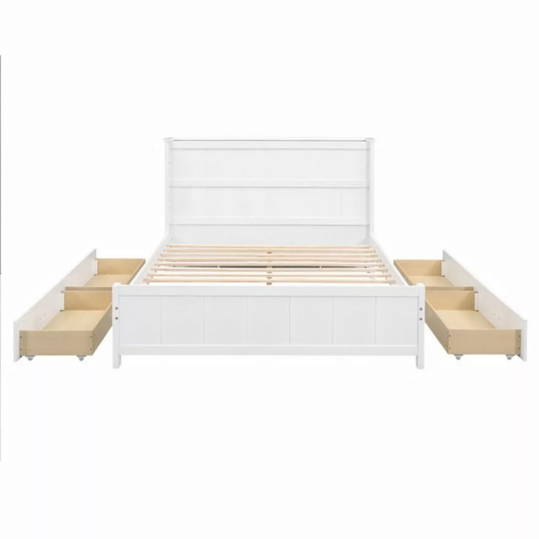 Welikera Bett 140x200cm Plattformbett mit Stauraum am Kopfende,Doppelbett,H günstig online kaufen