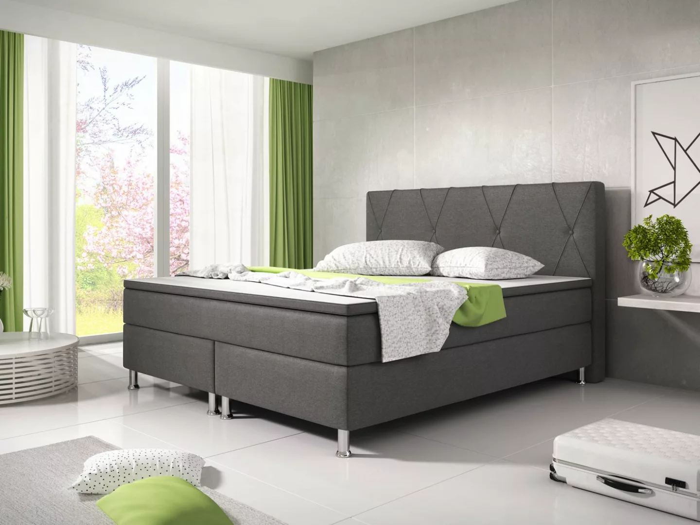 interbed Boxspringbett inkl.7 Zonen Taschenfedekernmatratze mit Topper 180x günstig online kaufen