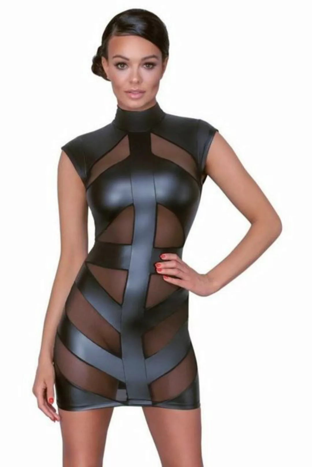 Cottelli Collection Minikleid Kleid mit Stehkragen schwarz sexy L (1-tlg) günstig online kaufen