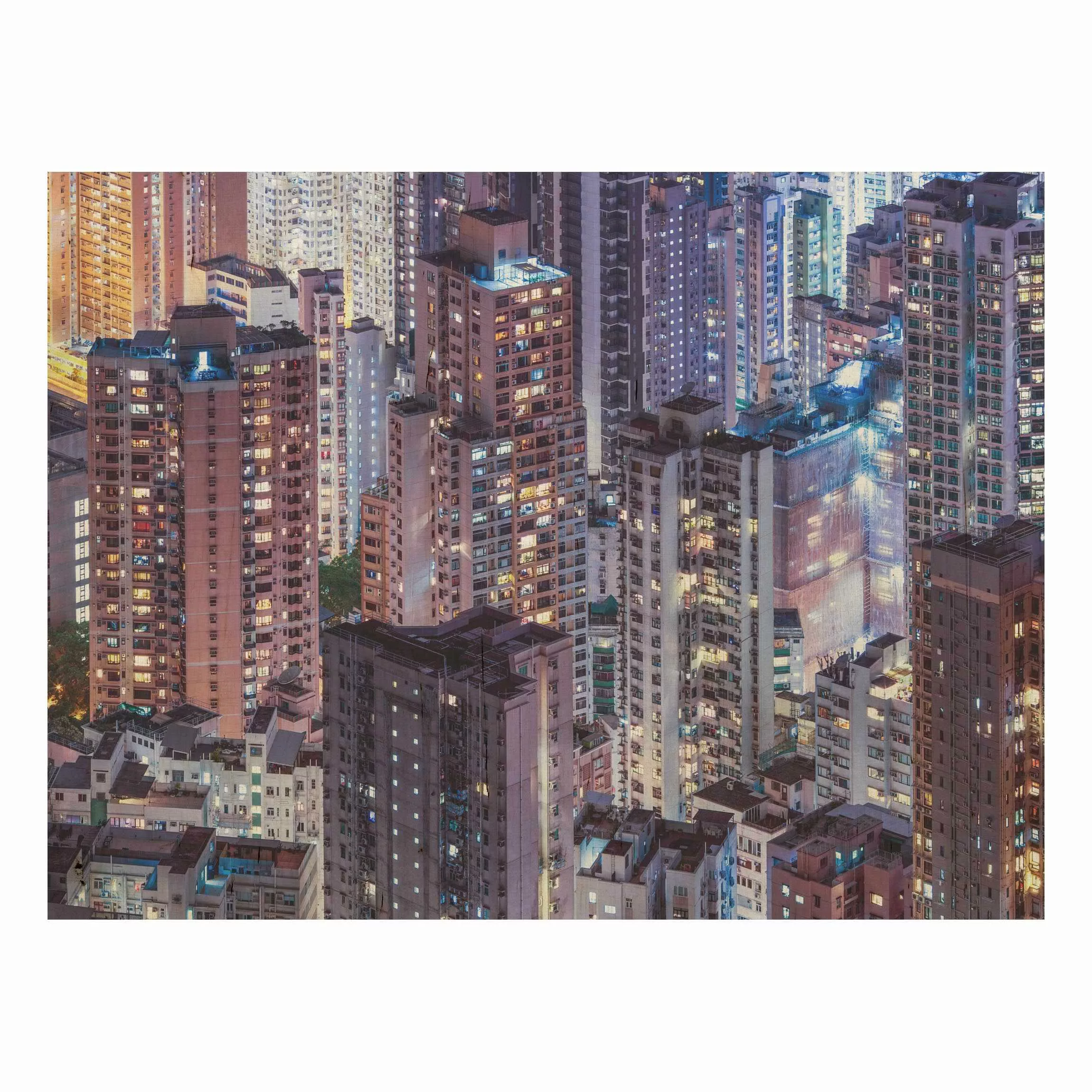 Holzbild Hongkong Lichtermeer günstig online kaufen