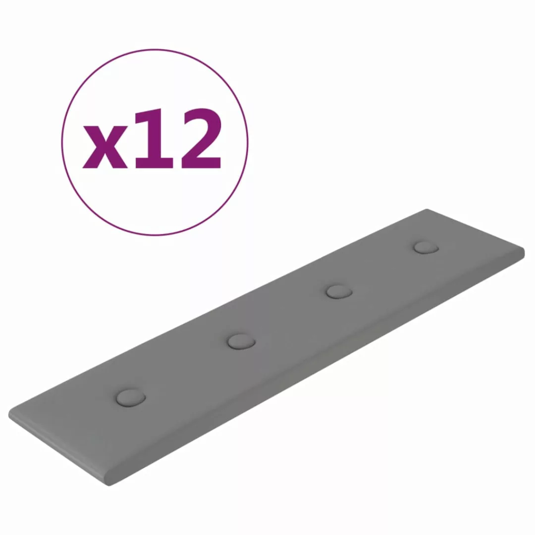 Vidaxl Wandpaneele 12 Stk. Grau 60x15 Cm Kunstleder 1,08 M² günstig online kaufen