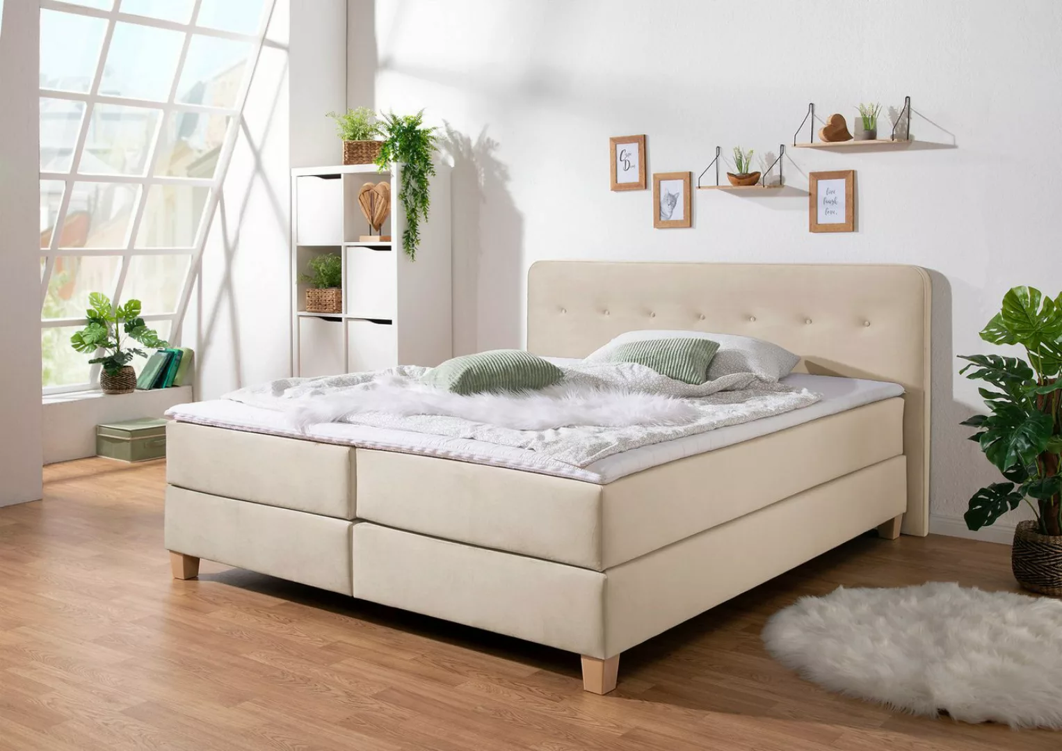 Home affaire Boxspringbett "Fargo", in Überlänge 220 cm, mit Topper, 3 Ausf günstig online kaufen