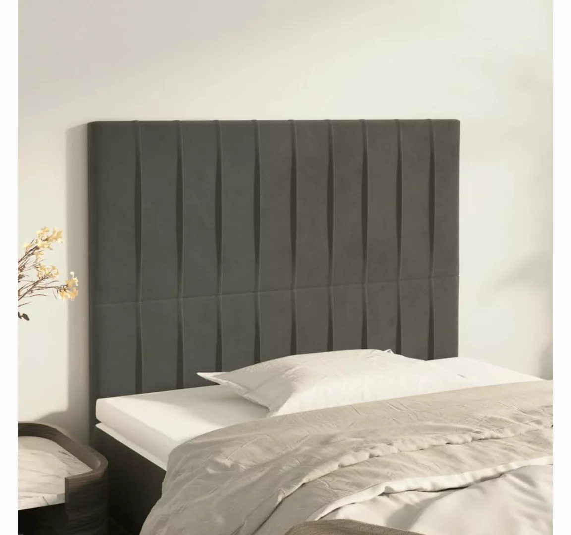 vidaXL Bett, Kopfteile 2 Stk. Dunkelgrau 80x5x78/88 cm Samt günstig online kaufen