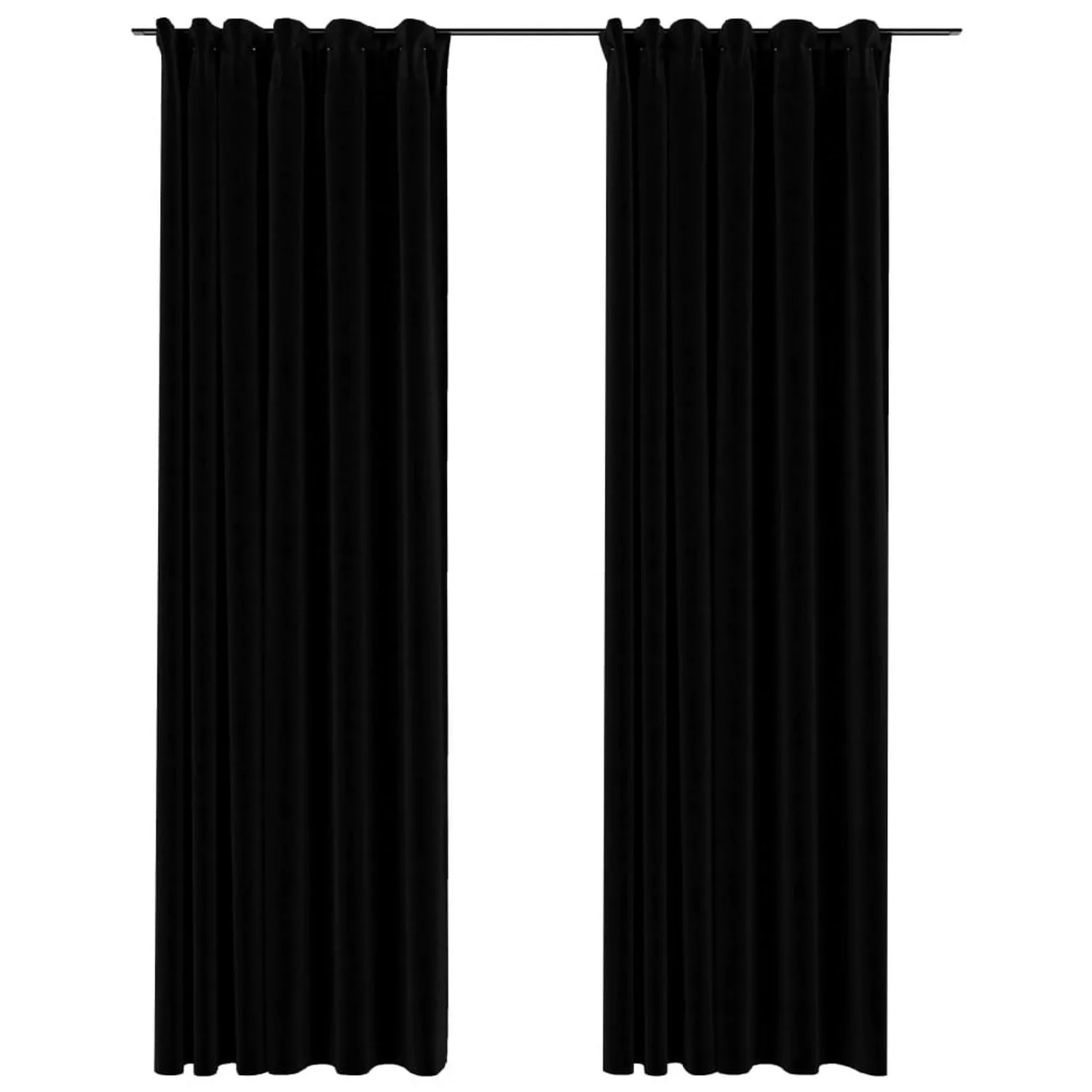 Verdunkelungsvorhänge Haken Leinenoptik 2stk. Schwarz 140x225cm günstig online kaufen
