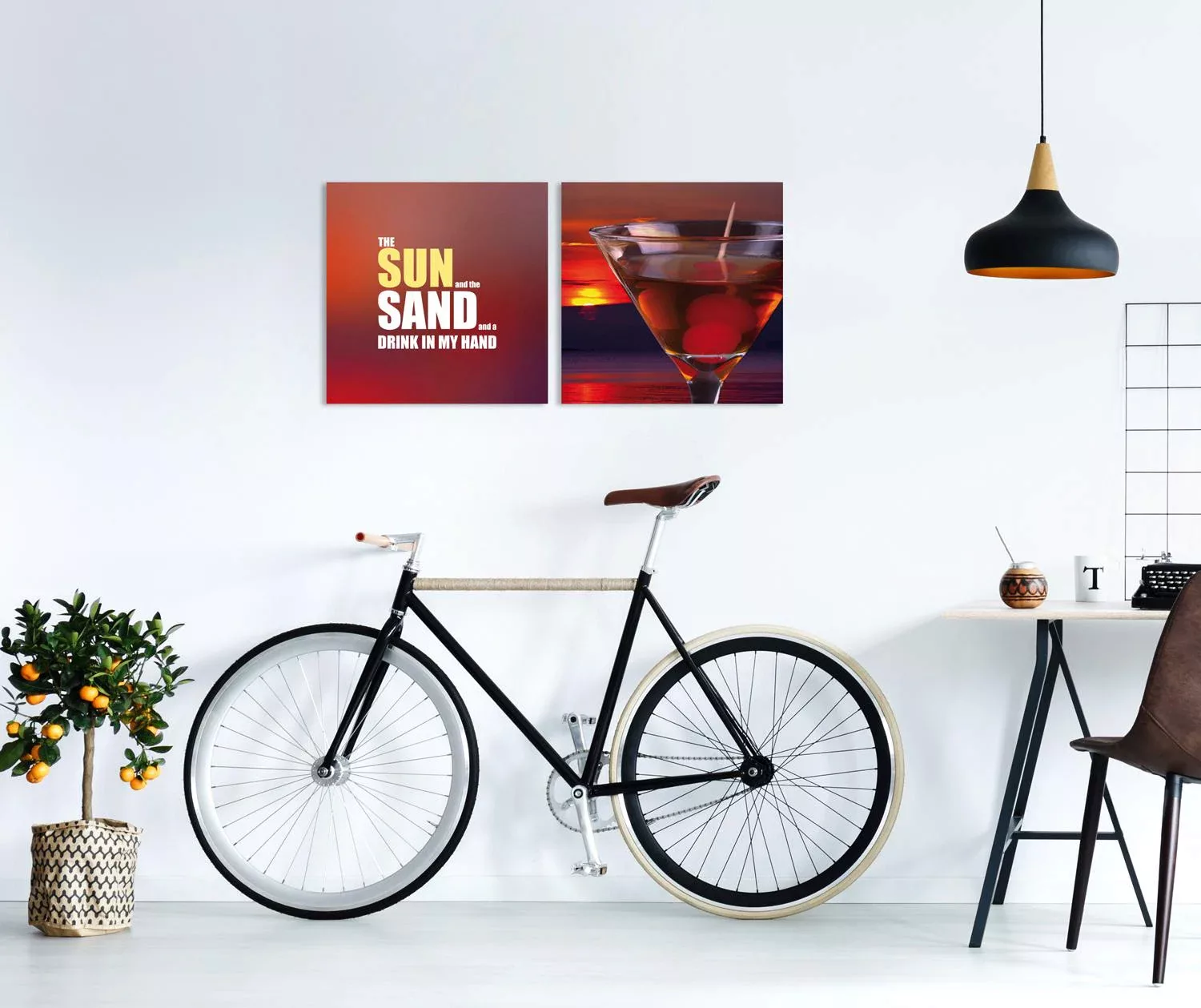 queence Leinwandbild "Sun, Sand & Drink", (Set), 2er-Set günstig online kaufen