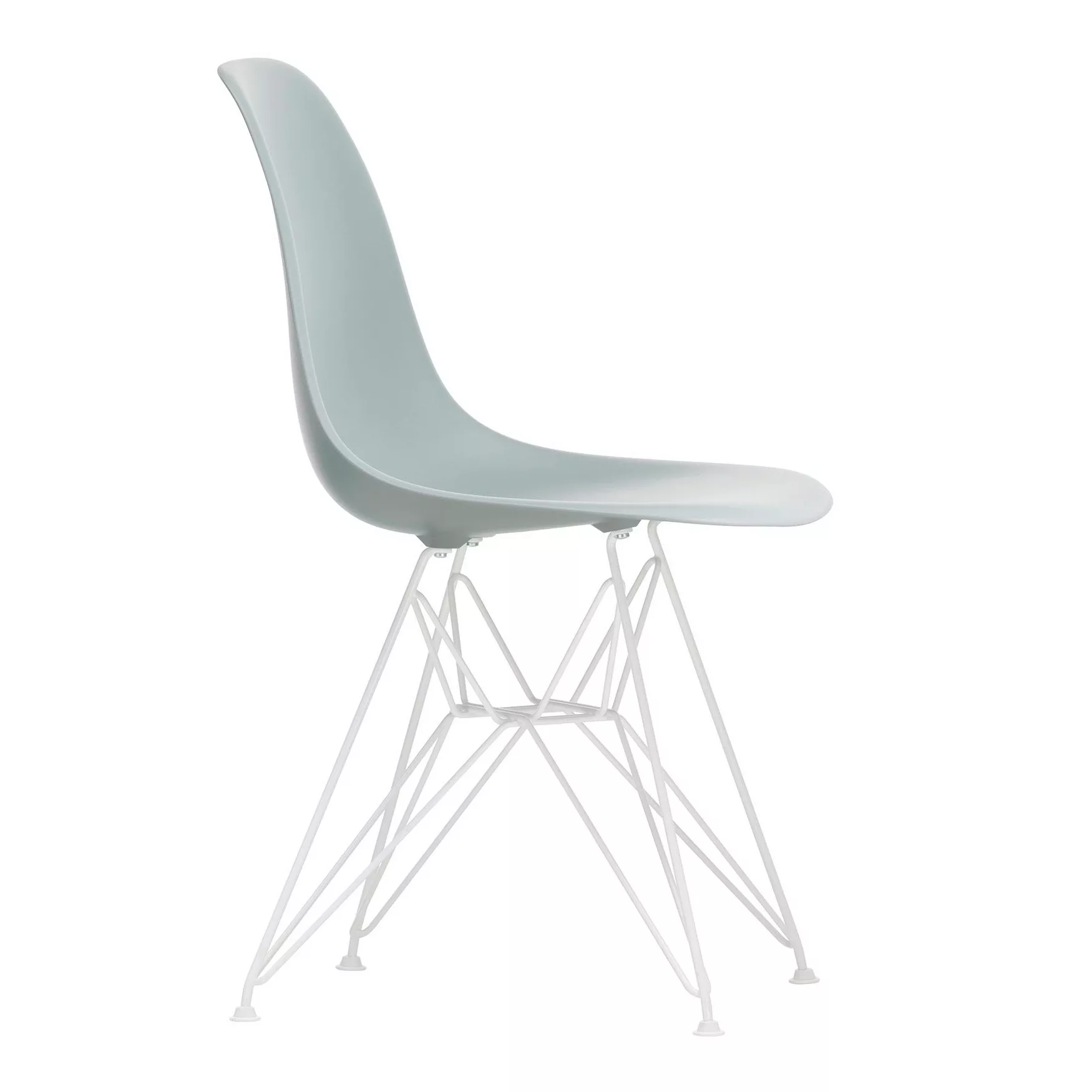 Vitra - Eames Plastic Side Chair DSR Gestell weiß - hellgrau/Sitzschale Pol günstig online kaufen