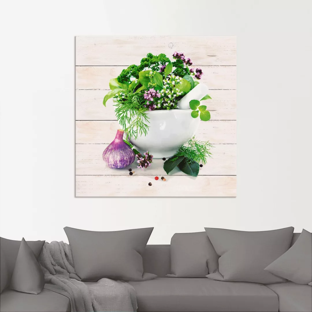 Artland Wandbild "Heilkräuter auf weißem Hintergrund Küche", Arrangements, günstig online kaufen