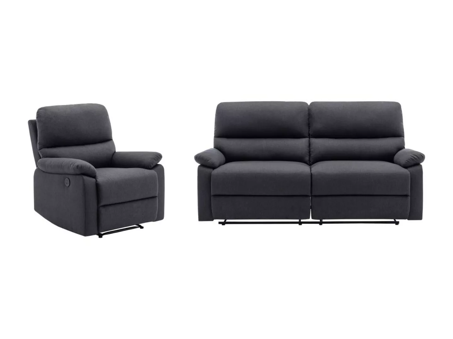 Relaxsofa 3-Sitzer & Relaxsessel elektrisch - Stoff - Anthrazit - LUNANO günstig online kaufen