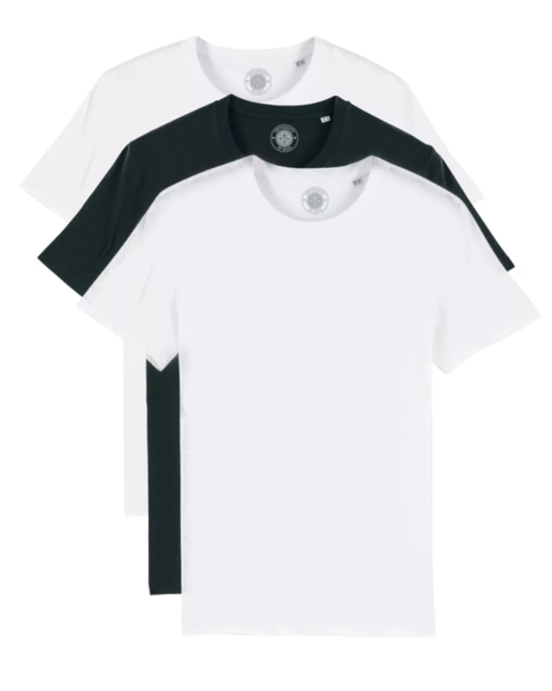 3er Pack Herren T-shirt Aus Bio-baumwolle "Charlie", Weiß Und Schwarz günstig online kaufen