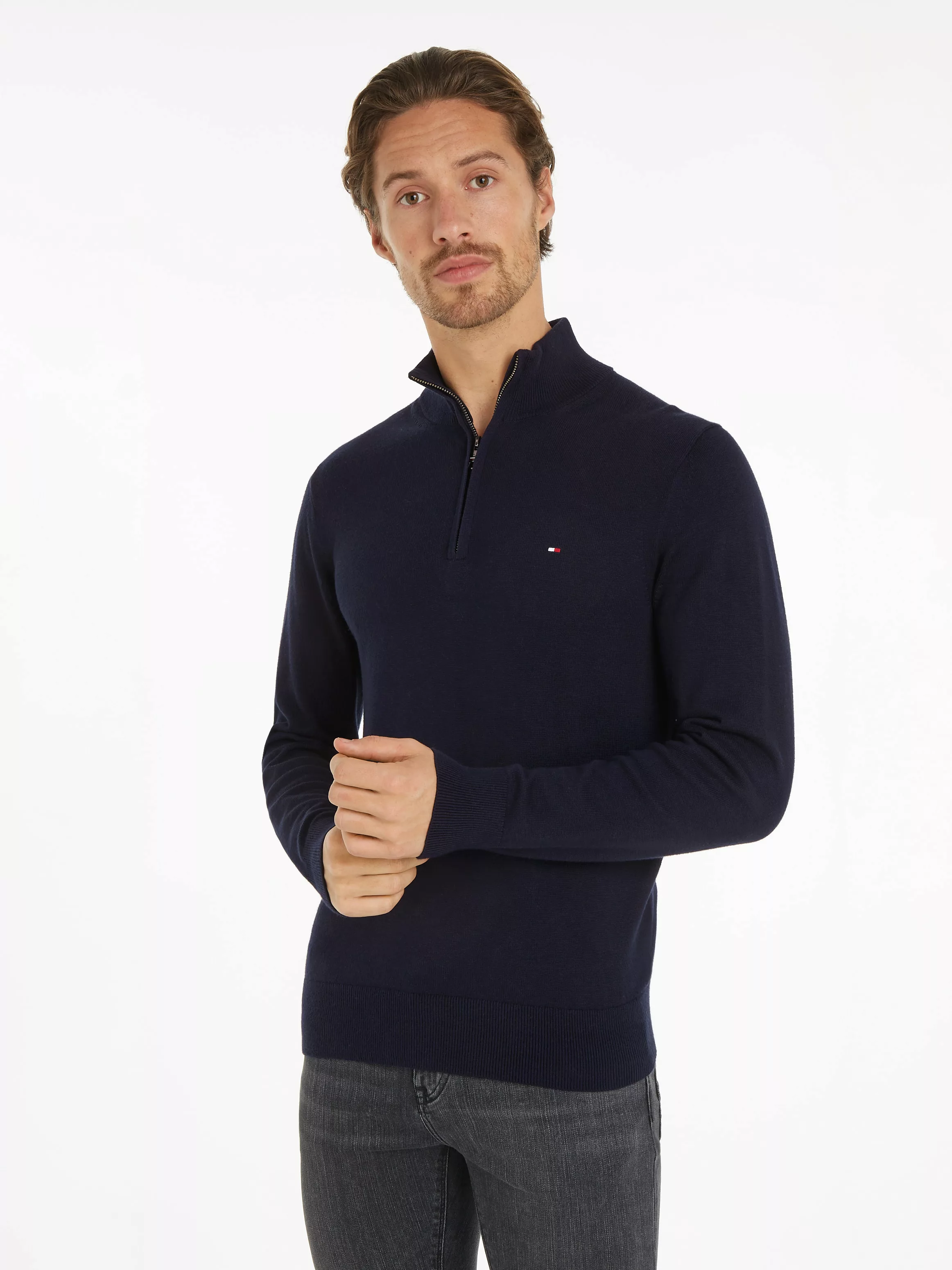 Tommy Hilfiger Troyer PIMA ORG CTN CASHMERE ZIP MOCK günstig online kaufen