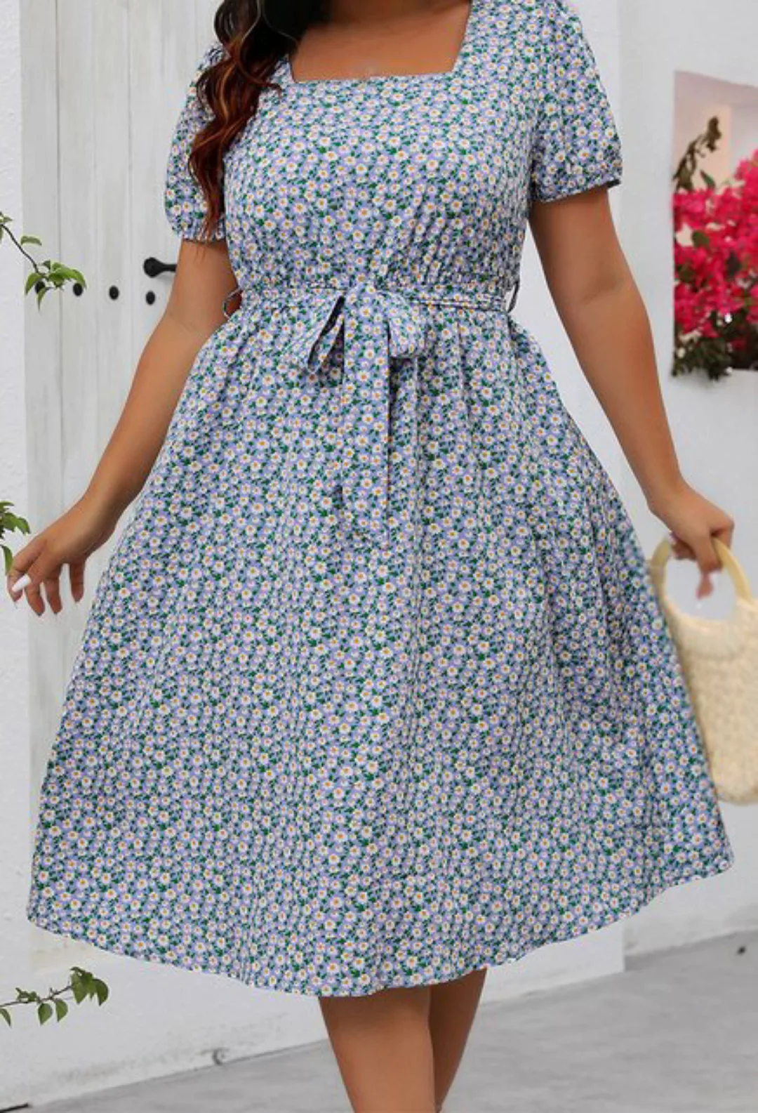 MIMIOO Maxikleid Sommerkleid mit kurzen Ärmeln und Gürtelfalten Tragen Sie, günstig online kaufen