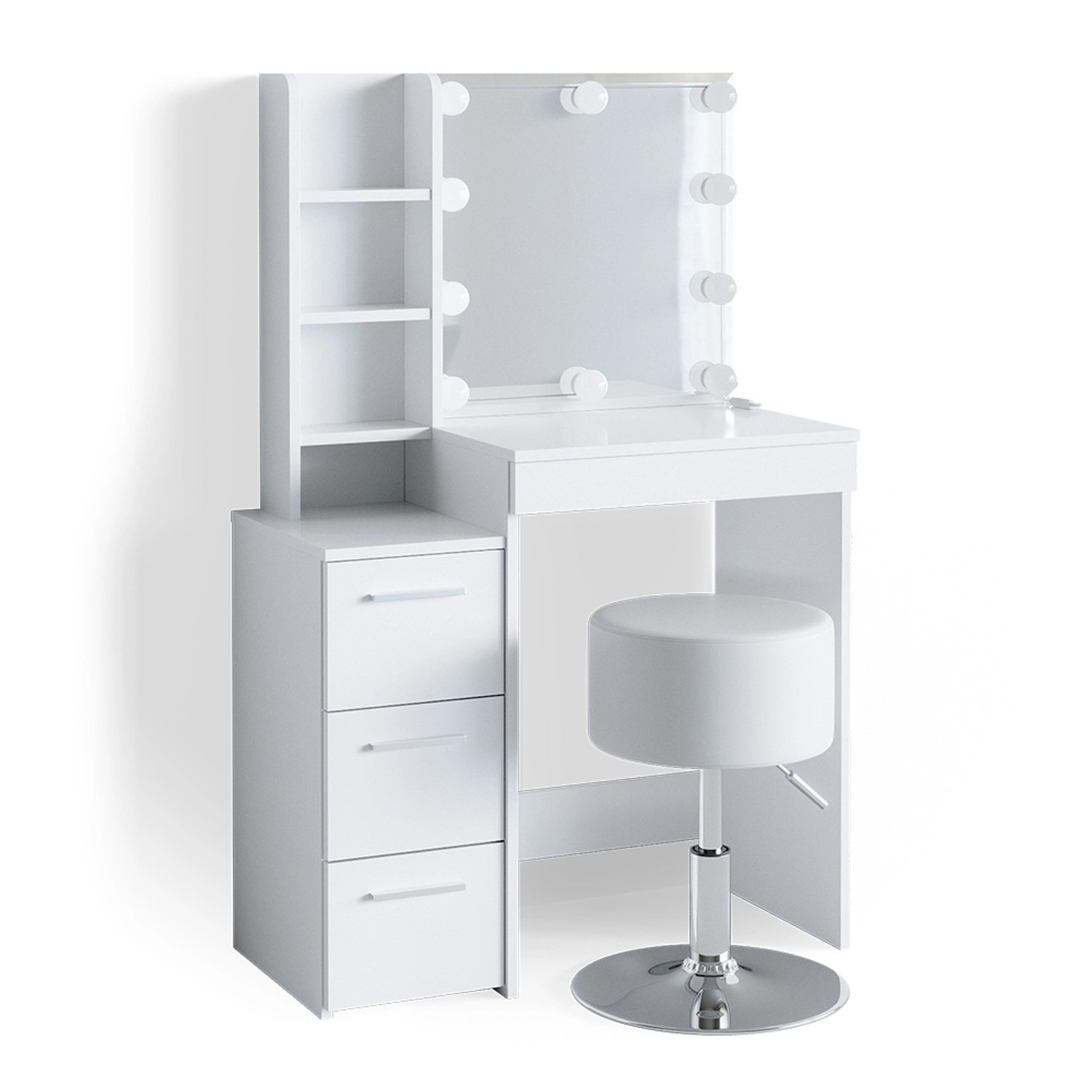 Vicco Schminktisch Meryl Weiß 40 cm mit LED Beleuchtung und Hocker günstig online kaufen