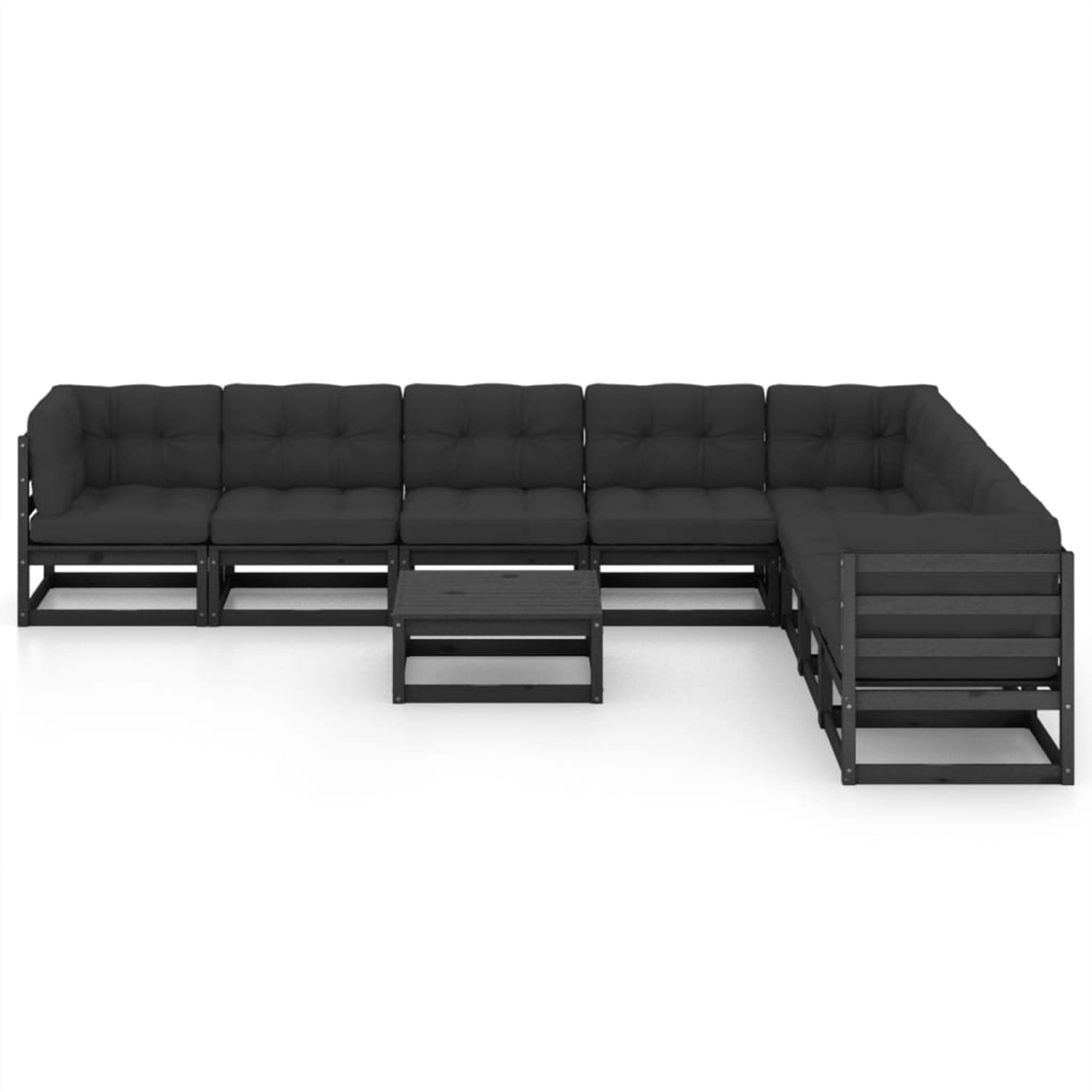 9-tlg. Garten-lounge-set Mit Kissen Schwarz Massivholz Kiefer günstig online kaufen