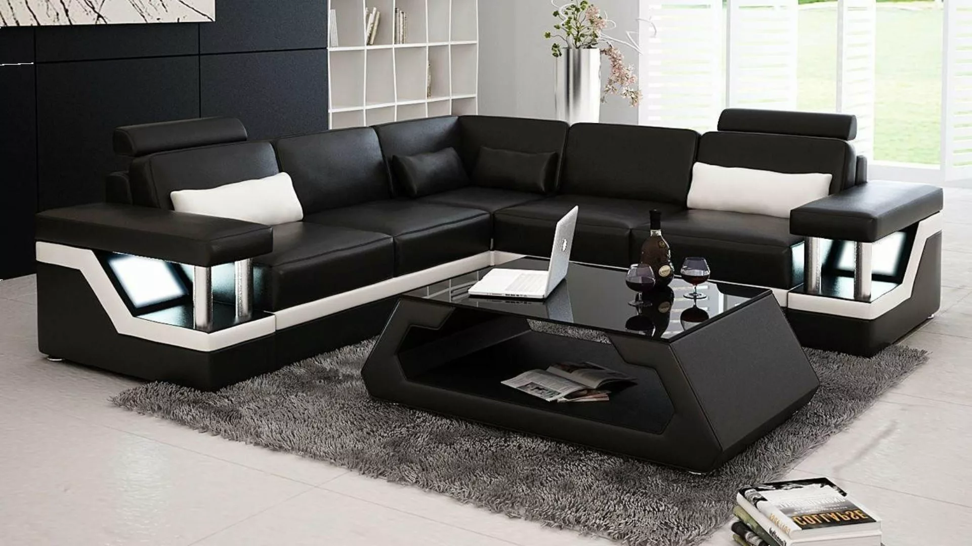 Xlmoebel Ecksofa Neues Designer-Sofa mit Ledergarnitur und Polsterecke in e günstig online kaufen