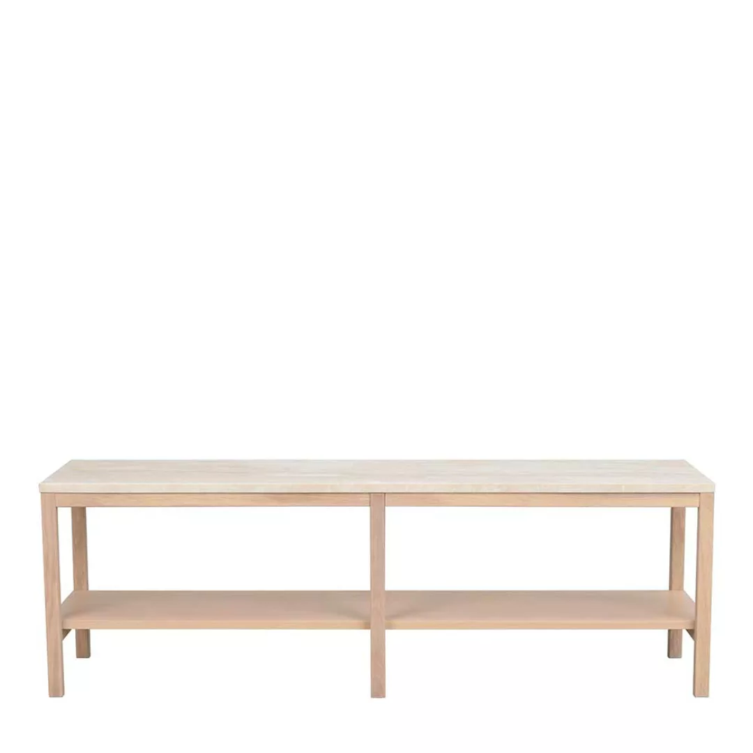 Lowboard in Holz White Wash und Marmorplatte in Beige 45 cm hoch günstig online kaufen