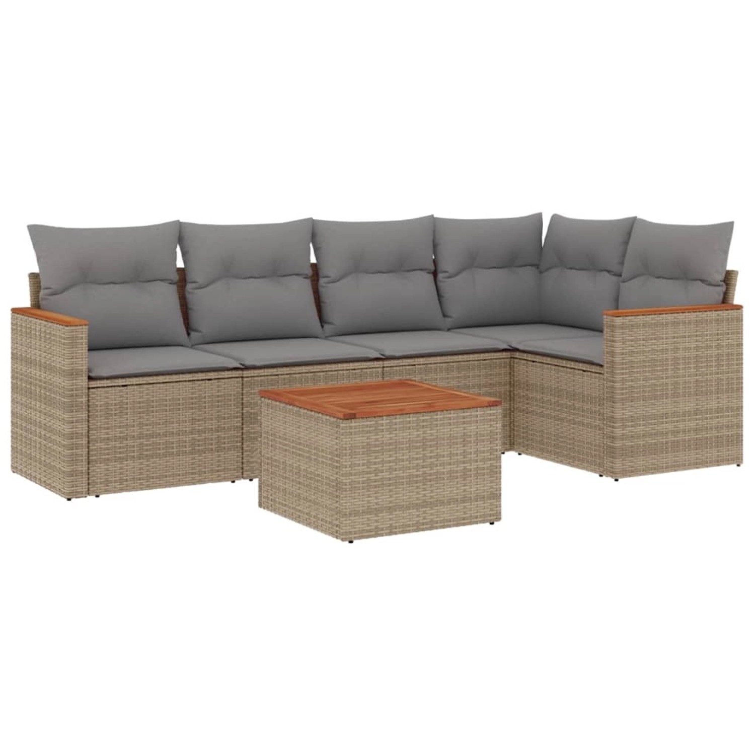 vidaXL 6-Tlg Garten-Sofagarnitur mit Kissen Beige Poly Rattan 3258356 günstig online kaufen