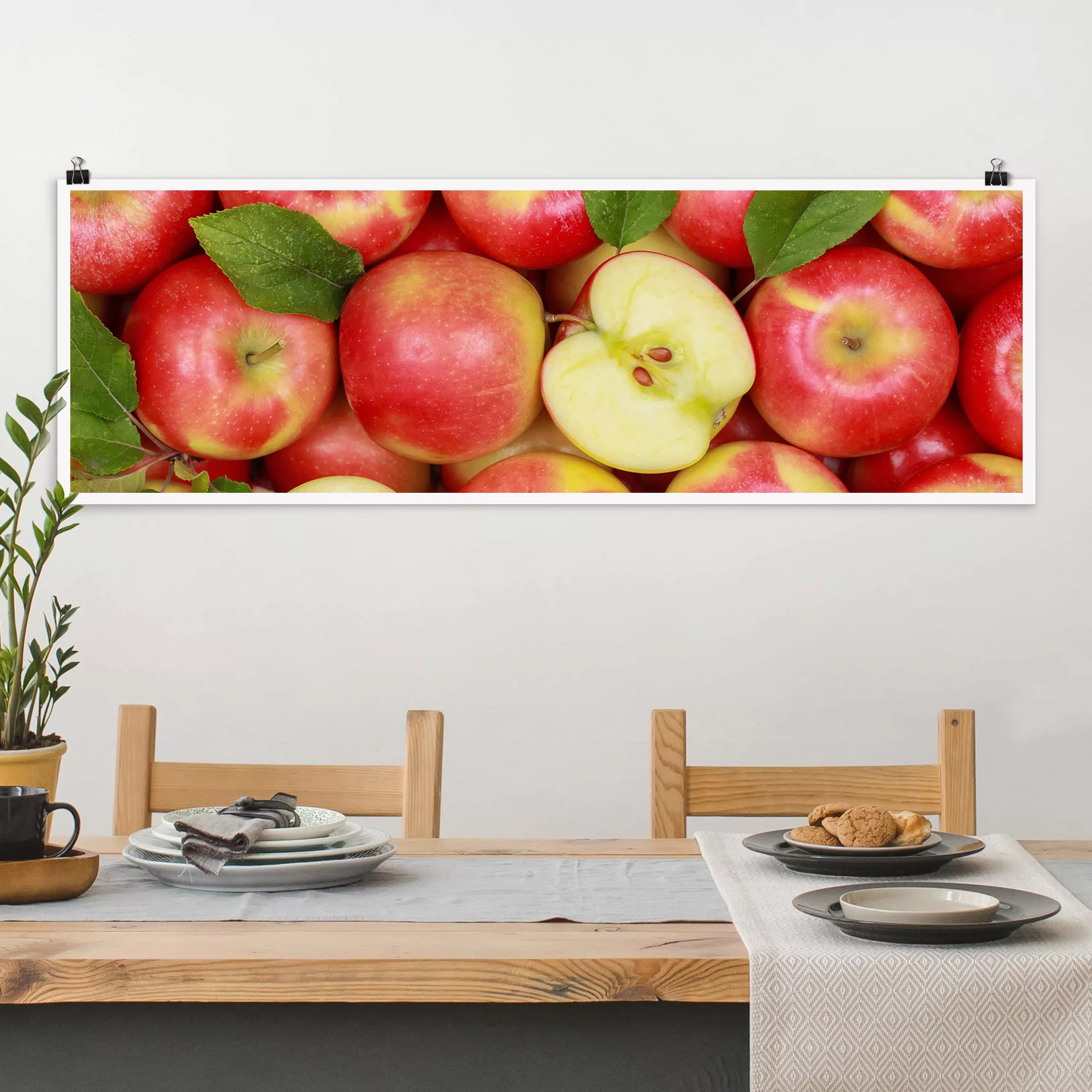Panorama Poster Küche Saftige Äpfel günstig online kaufen