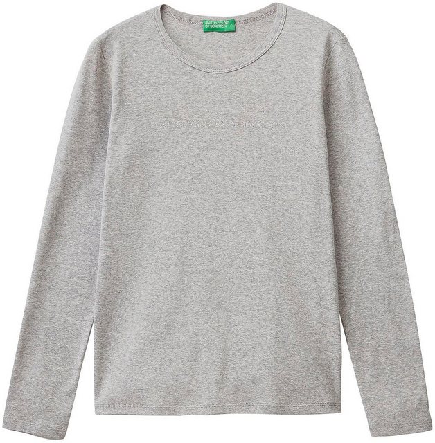 United Colors of Benetton Langarmshirt mit Glitzereffekt Labelprint günstig online kaufen