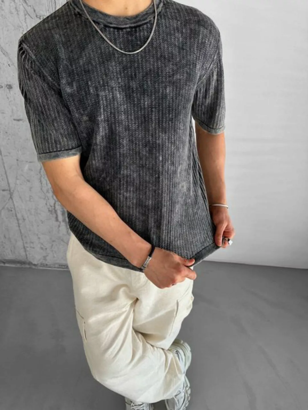 Abluka T-Shirt OVERSIZE KNIT WASHED EFFECT T-SHIRT günstig online kaufen