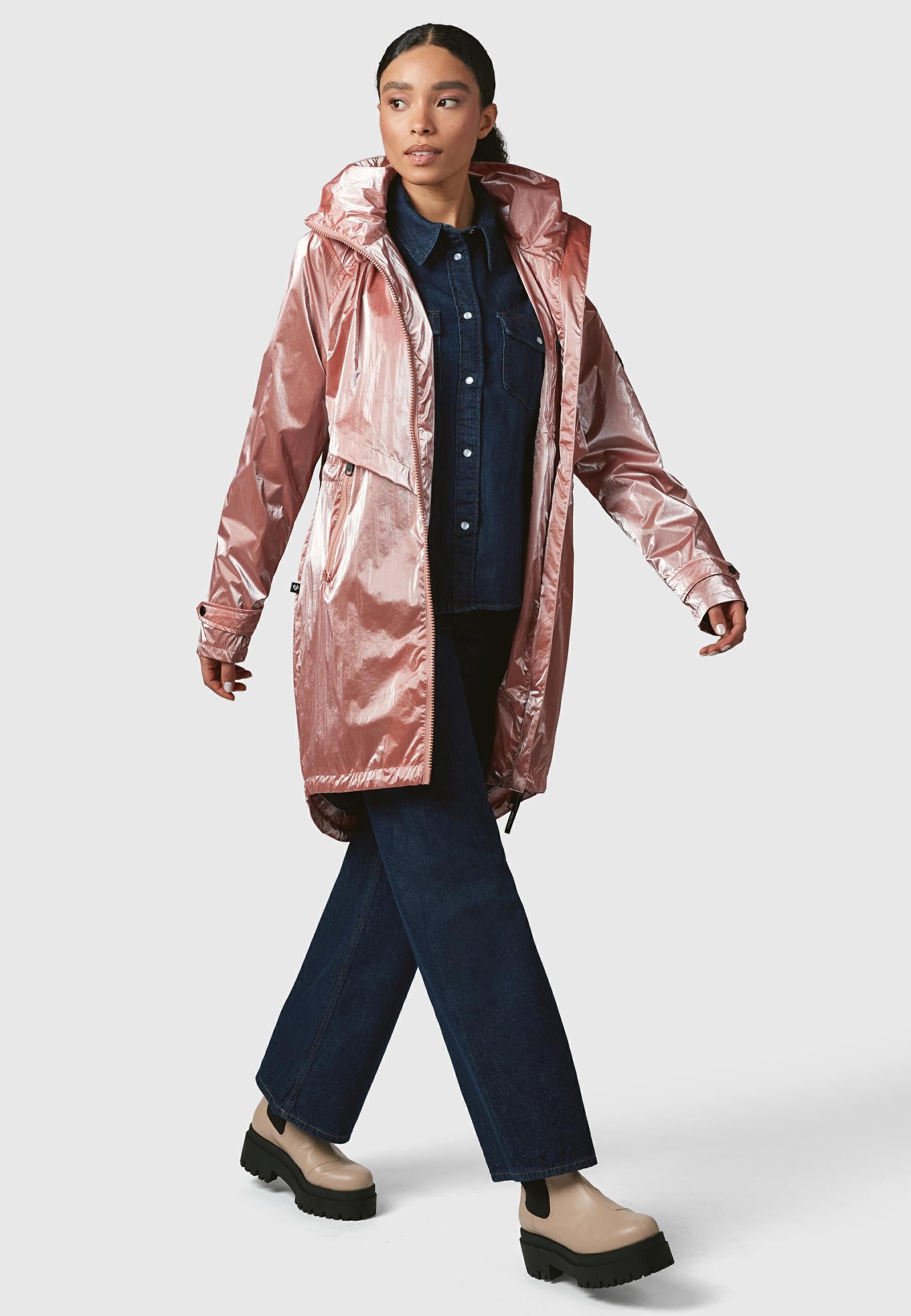 Ragwear Langmantel "Frodik Shine", oversized Damen Parka im Metallic-Look günstig online kaufen