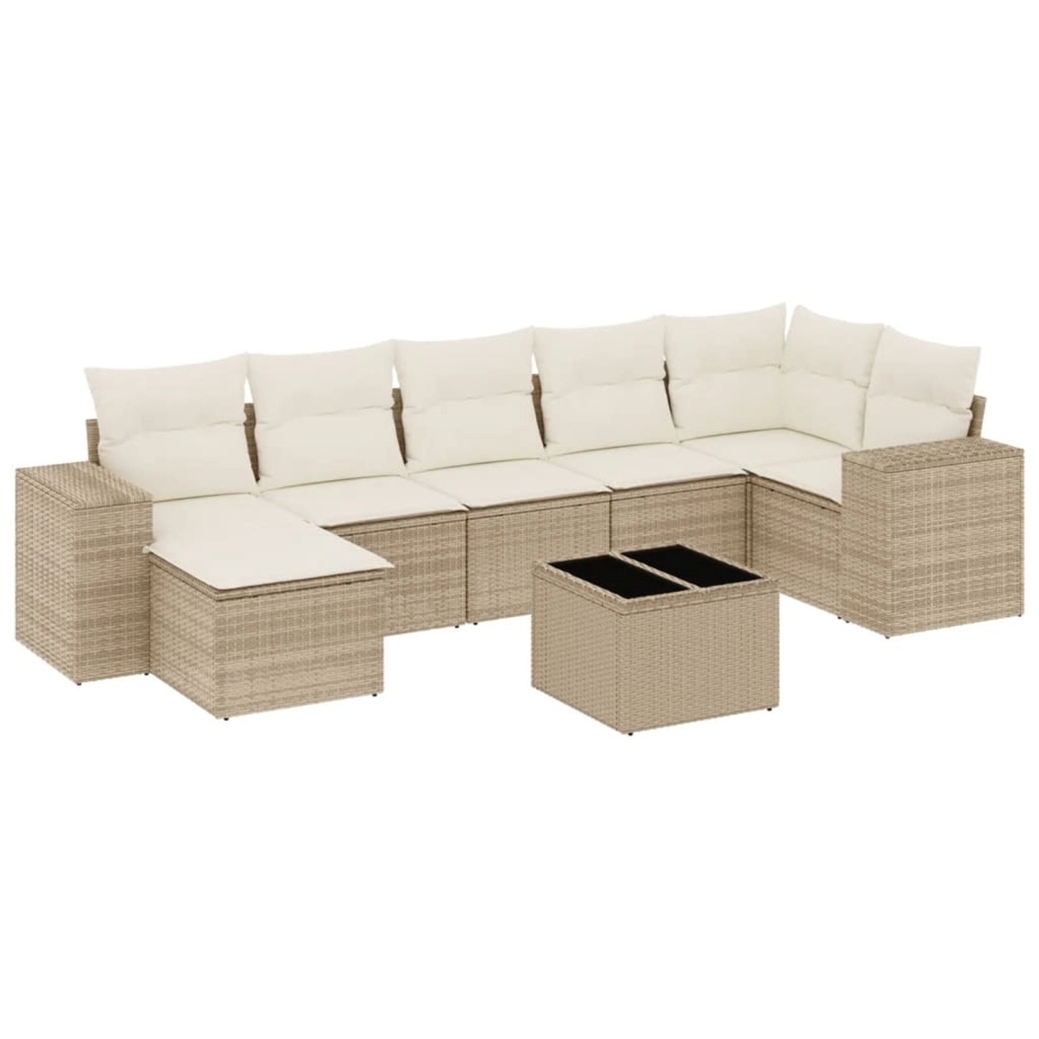 vidaXL 8-Tlg Garten-Sofagarnitur mit Kissen Beige Poly Rattan 3222887 günstig online kaufen