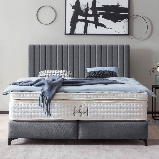 BettCo Boxspringbett Paris (in Anthrazit Webstoff, 180 x 200 cm), Pfeifenst günstig online kaufen