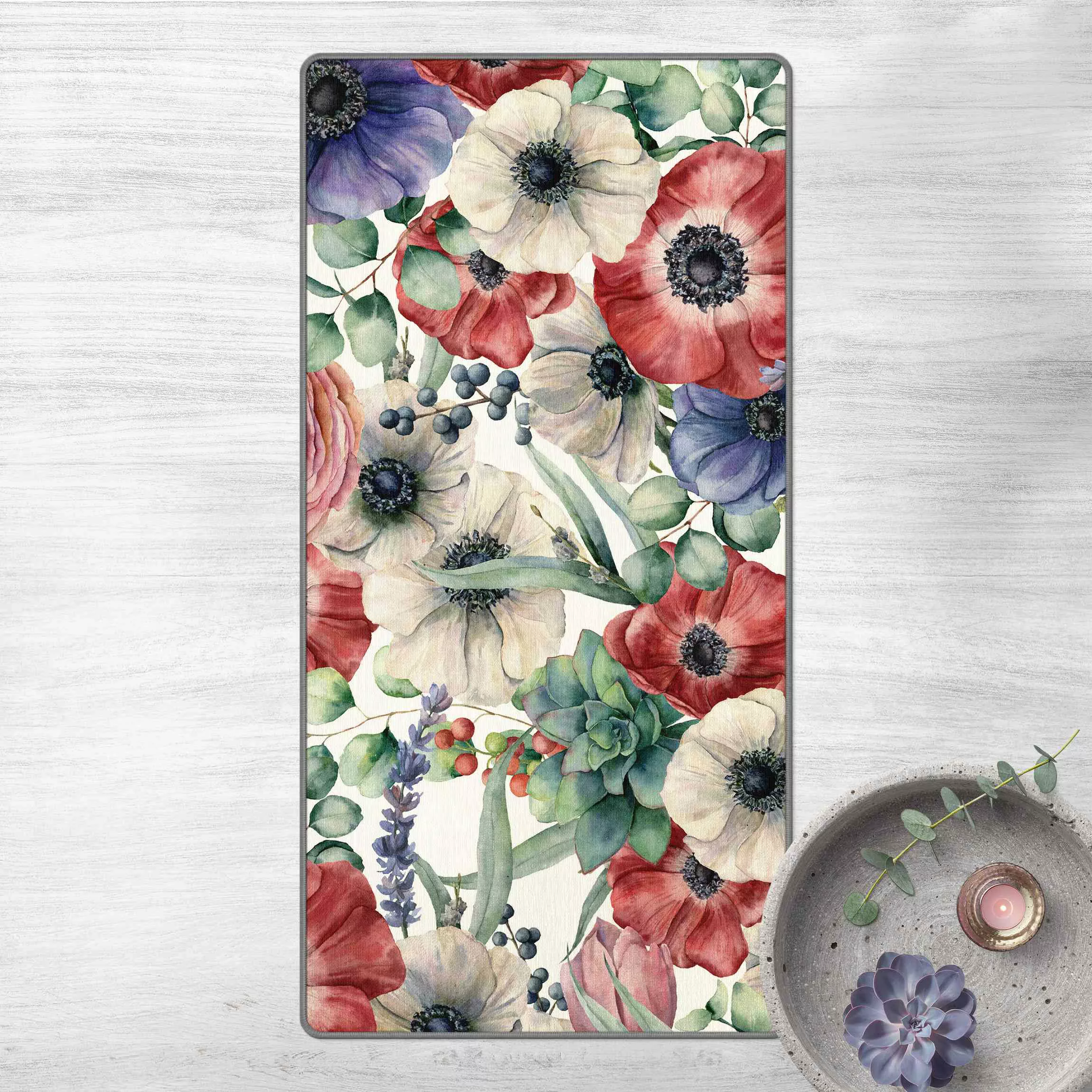 Teppich Buntes Mohnblumen Aquarell günstig online kaufen