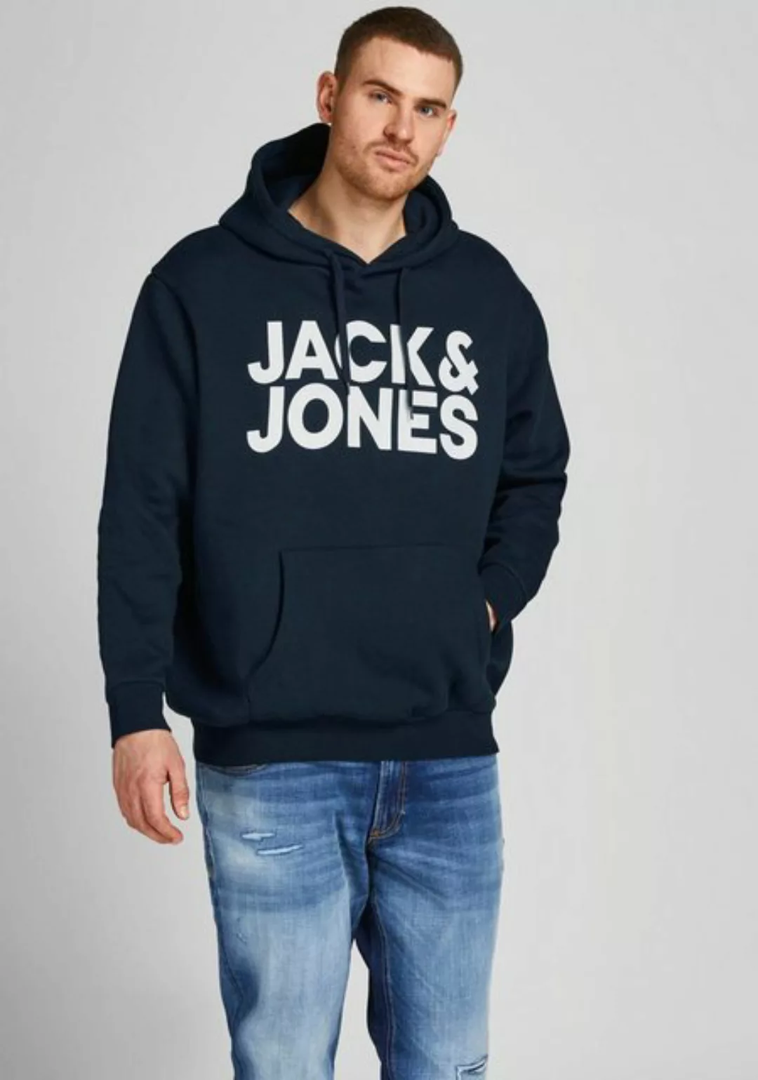 Jack & Jones Herren Hoodie Kapuzenpullover JJECORP LOGO - Regular Fit Pluss günstig online kaufen