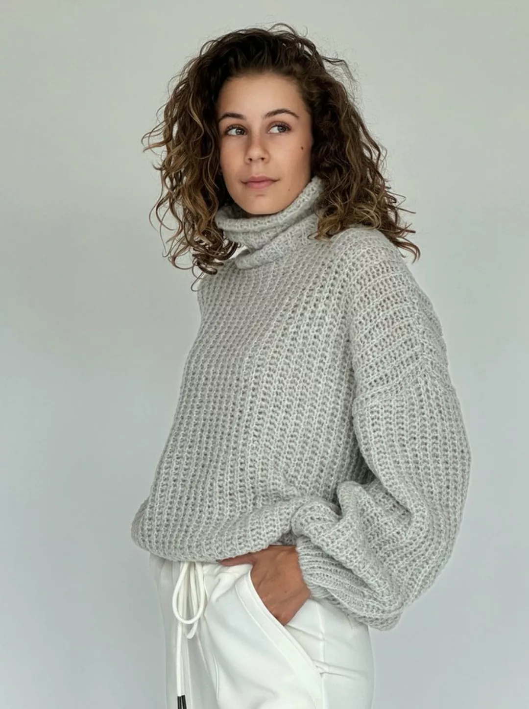 Zuckerwatte Rollkragenpullover Rippstrickoptik aus Viskosemix mit Elasthan günstig online kaufen