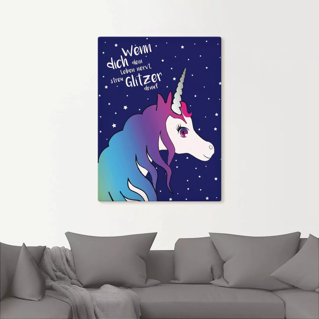 Artland Wandbild "Einhorn streu Glitzer auf dein Leben", Animal Fantasy, (1 günstig online kaufen