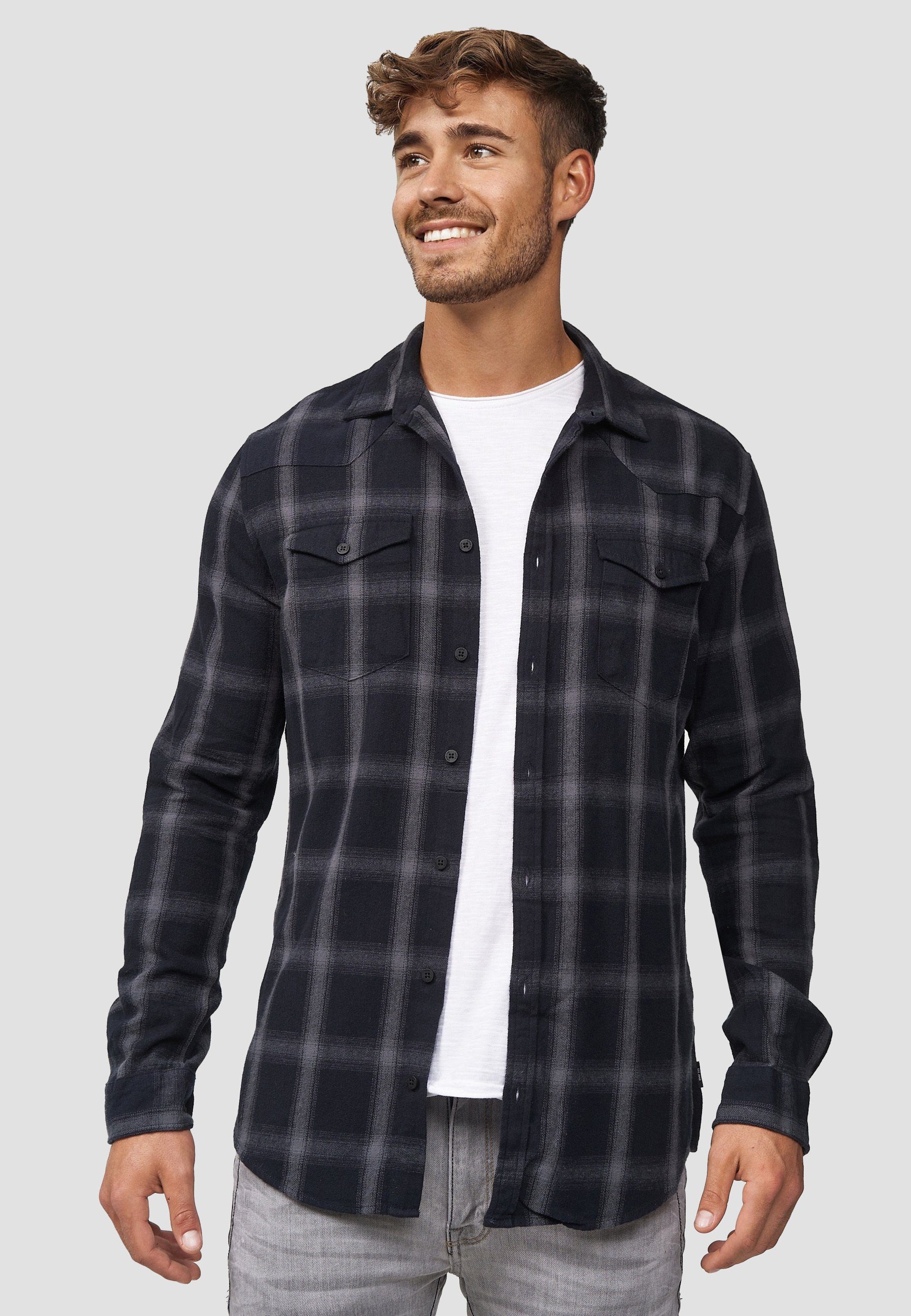 Indicode Langarmhemd Altin Flanellhemd im Karo-Design günstig online kaufen
