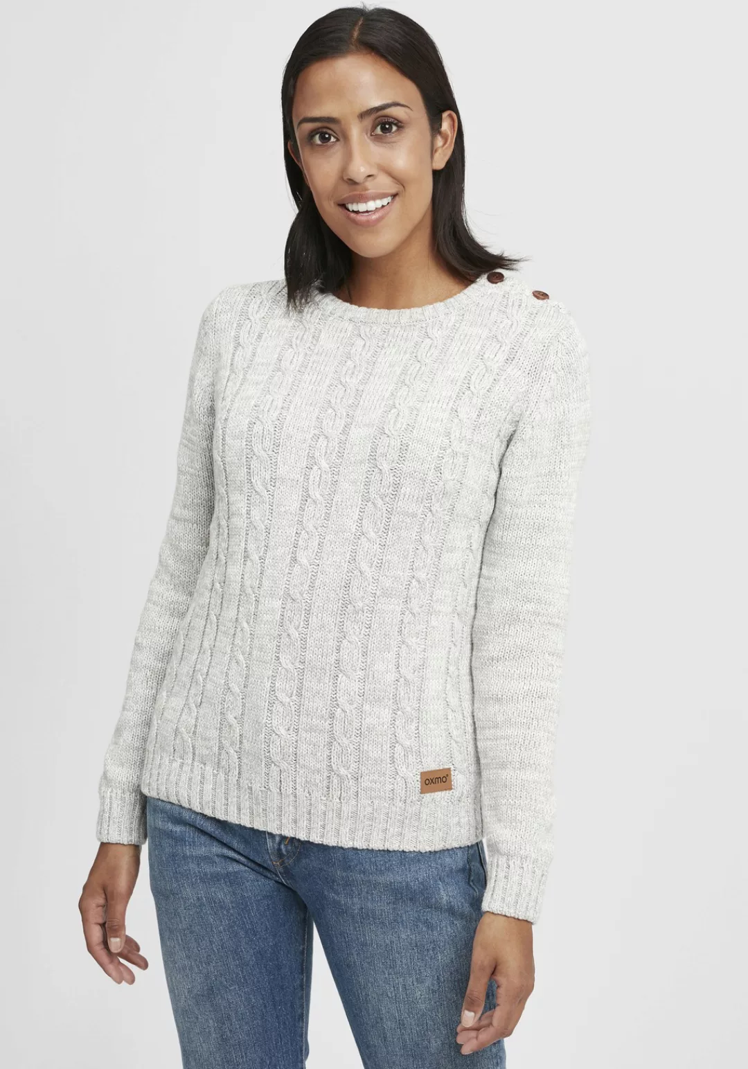 OXMO Strickpullover OXPhia Strickpulli mit Zopfstrickmuster günstig online kaufen