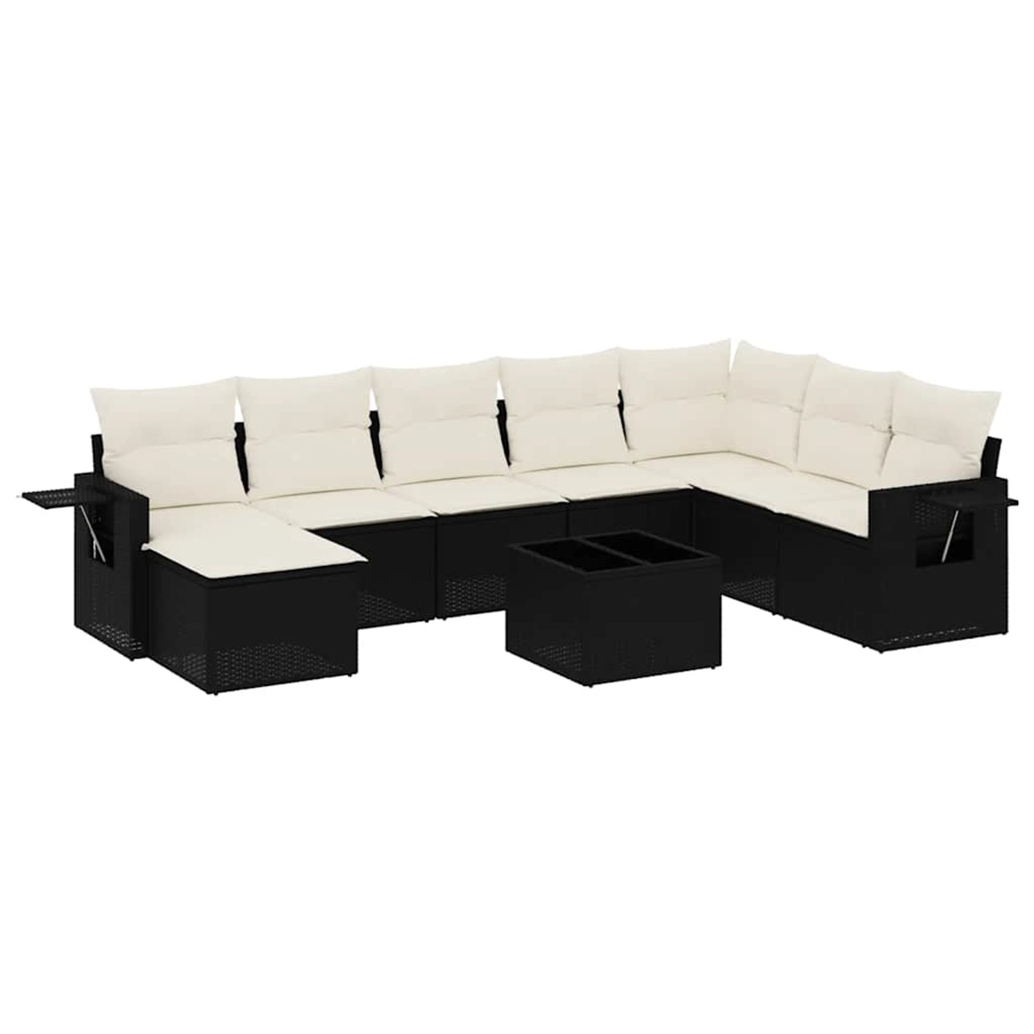 vidaXL 9-Tlg Garten-Sofagarnitur mit Kissen Schwarz Poly Rattan 3252903 günstig online kaufen