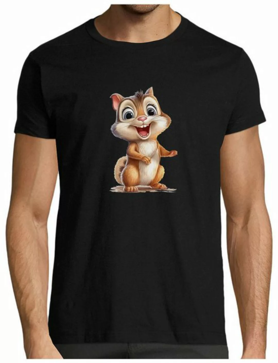 MyDesign24 T-Shirt Herren Print Shirt - Cartoon Eichhörnchen Brustprint Bau günstig online kaufen