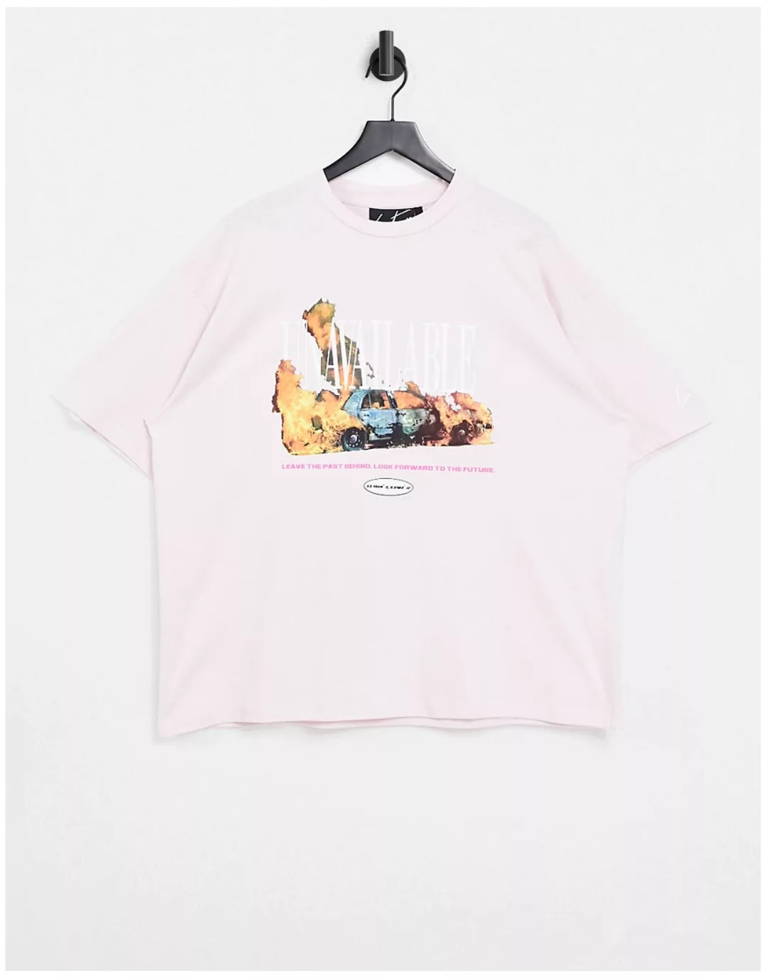 The Couture Club – T-Shirt in Rosa mit Flammengrafik günstig online kaufen