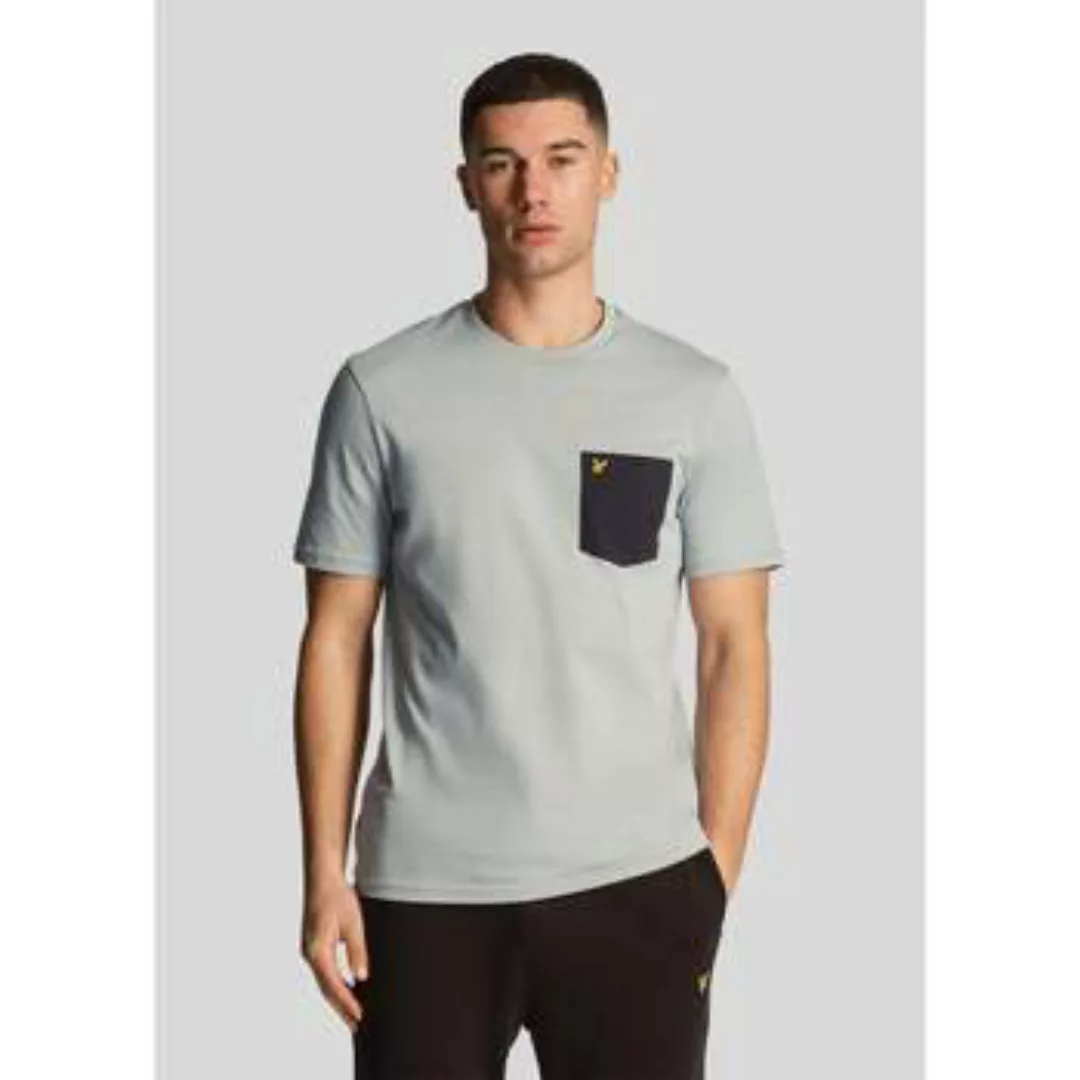 Lyle & Scott  T-Shirts & Poloshirts T-Shirt mit Kontrasttaschen – Schieferb günstig online kaufen