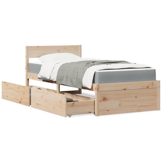 vidaXL Bettgestell Bett mit Schubladen und Matratze 100x200 cm Massivholz K günstig online kaufen