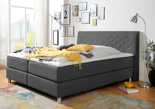 INOSIGN Boxspringbett "Parla", incl. Topper, 4 Farben in 4 Breiten, 2 Härte günstig online kaufen