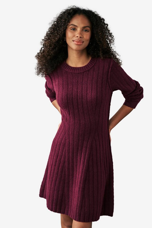 Next Strickkleid Geripptes, ausgestelltes Mini-Pulloverkleid (1-tlg) günstig online kaufen