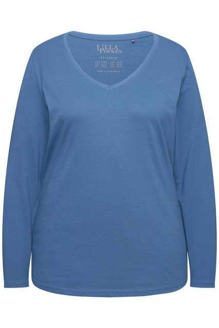 Ulla Popken Rundhalsshirt Shirt Slim V-Ausschnitt Langarm günstig online kaufen