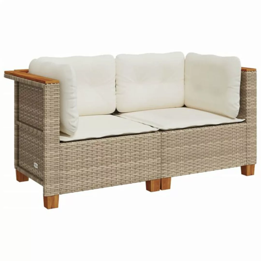 vidaXL Loungesofa Garten-Ecksofas mit Kissen 2 Stk. Beige Poly Rattan, 2 Te günstig online kaufen