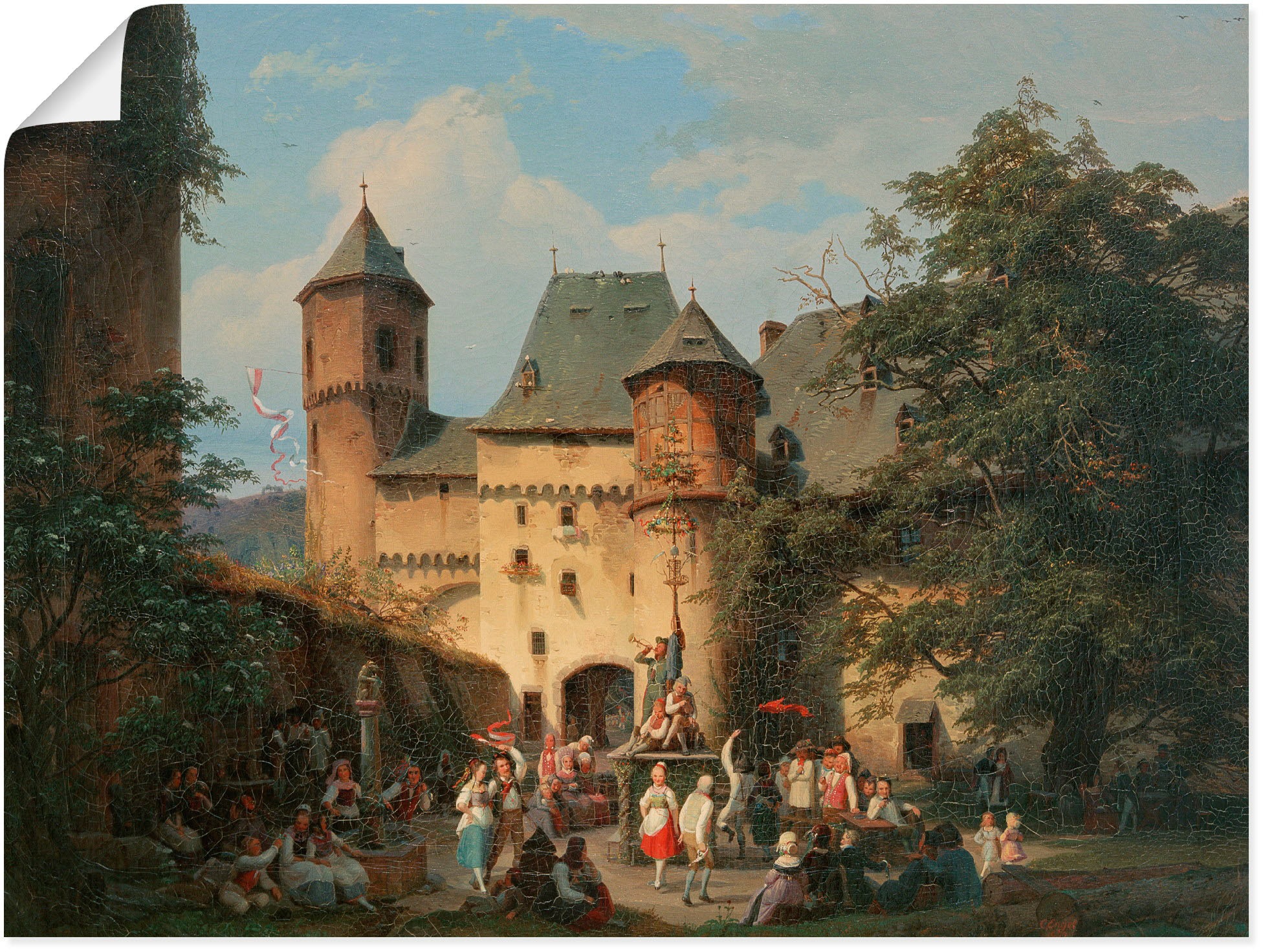Artland Kunstdruck "Festszene im Vorhof einer Burg", historische Ereignisse günstig online kaufen