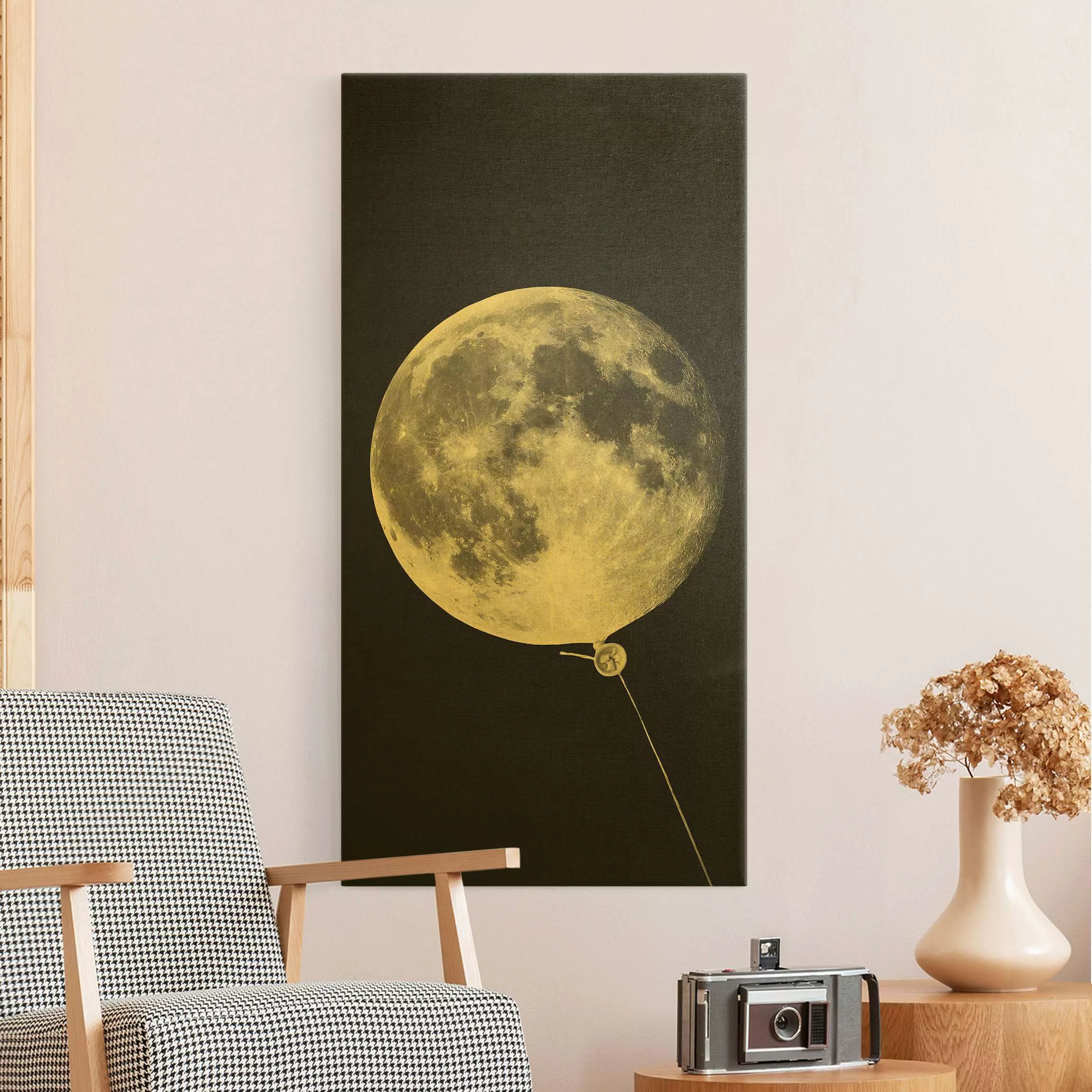 Leinwandbild Gold Luftballon mit Mond günstig online kaufen
