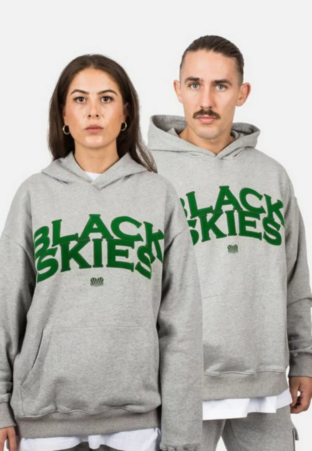 Blackskies Kapuzenpullover Oversized Team Hoodie - Grau-Grün Large günstig online kaufen