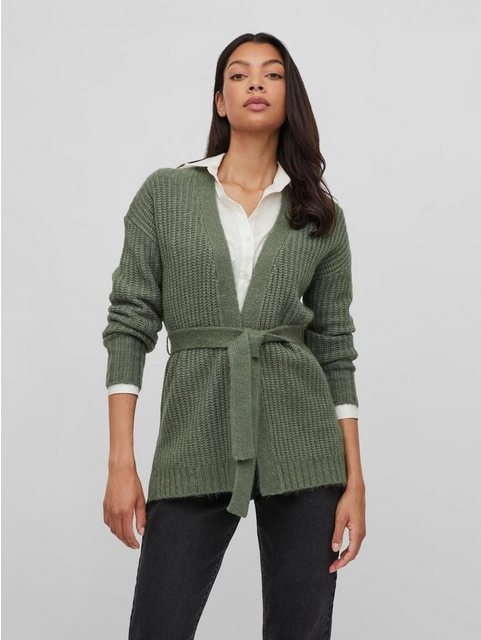 Vila Cardigan Feinstrick Cardigan Stretch Jacke mit Gürtel VIFELO 4843 in G günstig online kaufen