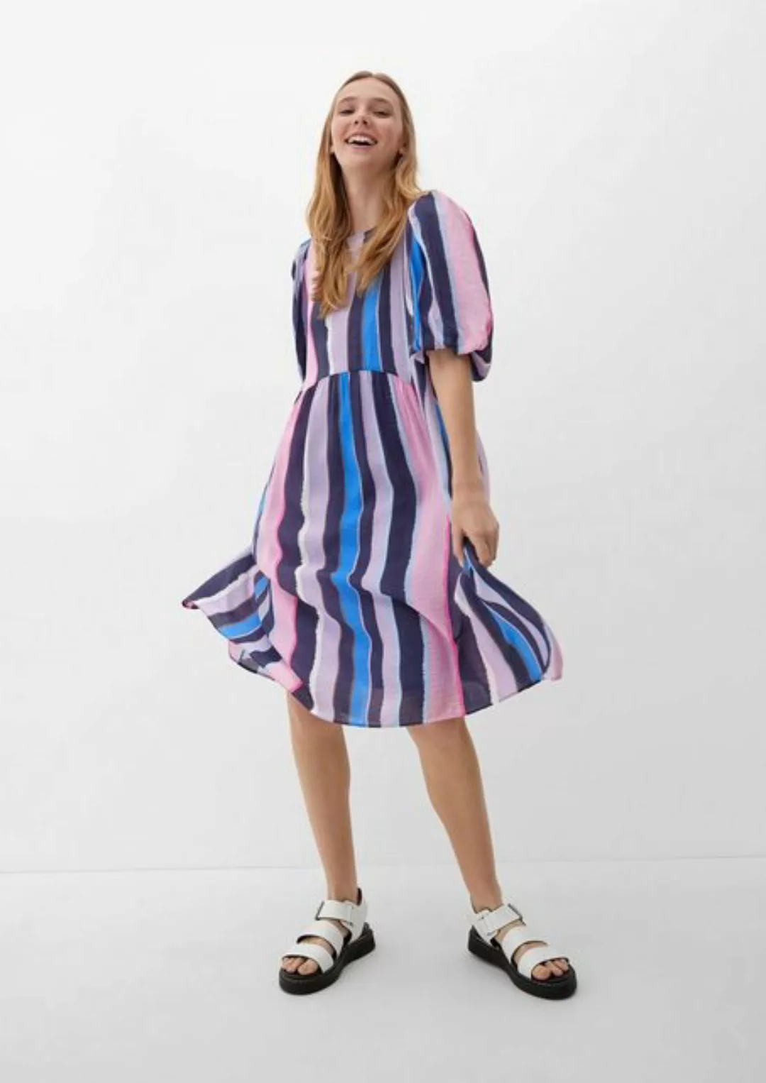 QS Minikleid Kleid aus Viskosemix Raffung günstig online kaufen