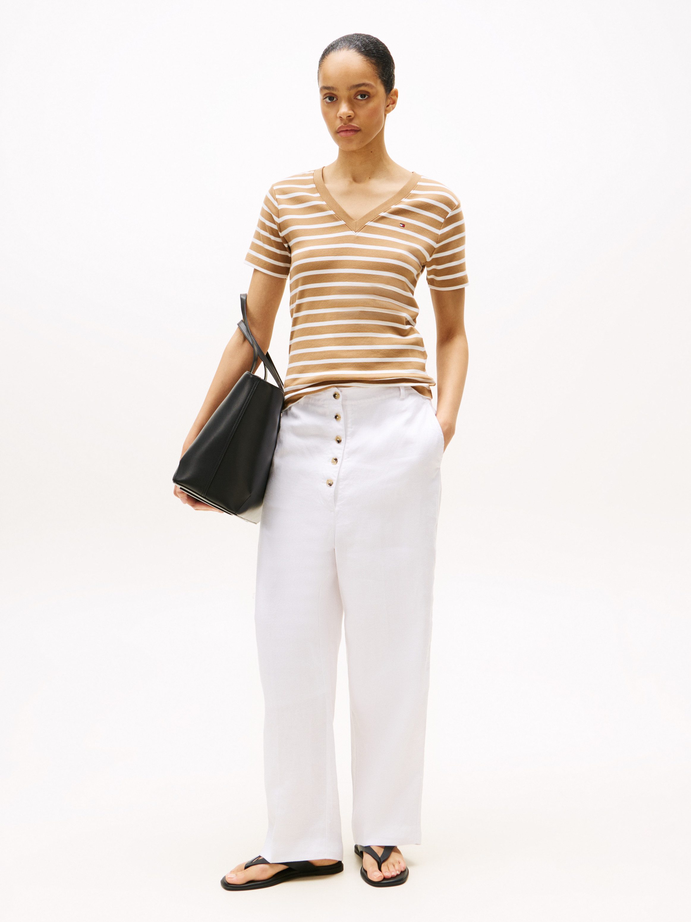 Tommy Hilfiger T-Shirt "SLIM CODY V-NK SS mit V-Ausschnitt und Streifen", g günstig online kaufen