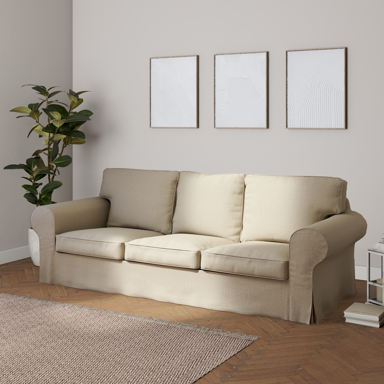 Bezug für Ektorp 3-Sitzer Schlafsofa, neues Modell (2013), beige- grau, 40c günstig online kaufen